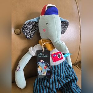 Elephant Plush Toy with Blue and Yellow Accents